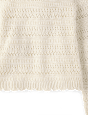 Girls Scalloped Linen-Blend Pointelle Sweater - Linen Edit