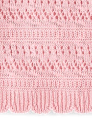 Pull en maille ajourée festonnée en lin mélangé pour fille - Boutique Lin