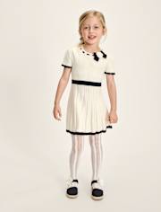 Girls Contrast Pleated Sweater Dress - Petit Paris