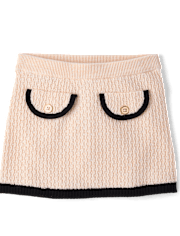 Girls Contrast Faux Tweed Sweater Skirt - Petit Paris