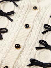 Gilet en maille torsadée à nœud papillon pour fille - Petit Paris