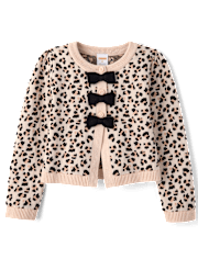 Girls Leopard Bow Cardigan - Petit Paris
