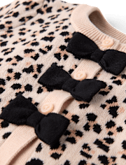 Girls Leopard Bow Cardigan - Petit Paris