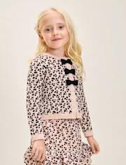 Girls Leopard Bow Cardigan - Petit Paris