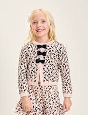 Girls Leopard Bow Cardigan - Petit Paris