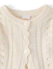 Girls Scalloped Pointelle Cardigan - Little Essentials
