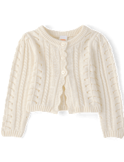 Gilet en maille ajourée festonnée pour fille - Jardin enchanté