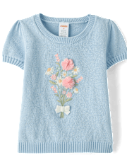 Girls Embroidered Bouquet Sweater Top - Enchanted Garden