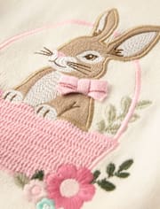 Girls Applique Crochet Bunny Sweater - Enchanted Garden