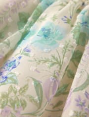 Girls Floral Clip Dot Ruffle Dress - Enchanted Garden