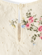 Girls Floral Eyelet Tiered Dress - Enchanted Garden