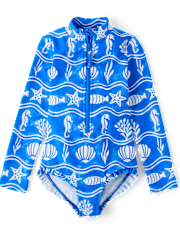 Girls Sea Creature Fairisle Rashguard One Piece Swimsuit - Swim Shop