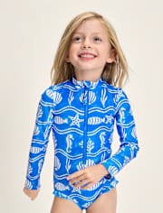 Girls Sea Creature Fairisle Rashguard One Piece Swimsuit - Swim Shop