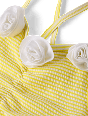 Maillot de bain une pièce à volants en seersucker fleuri pour filles - Boutique de maillots de bain