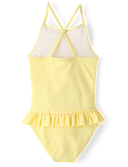 Maillot de bain une pièce à volants en seersucker fleuri pour filles - Boutique de maillots de bain