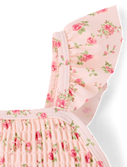 Maillot de bain une pièce fleuri à volants pour filles - Boutique de maillots de bain