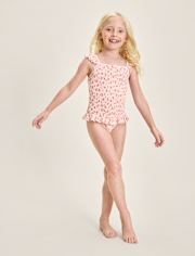 Maillot de bain une pièce fleuri à volants pour filles - Boutique de maillots de bain