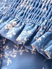 Girls Floral Smocked Flutter One Piece Swimsuit - Swim Shop