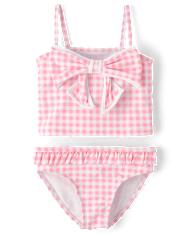 Maillot de bain tankini à carreaux vichy pour filles - Boutique de maillots de bain