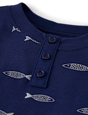 Kids Coastal Snug Fit Cotton Henley Pajamas - Gymmies