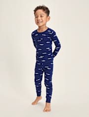 Kids Coastal Snug Fit Cotton Henley Pajamas - Gymmies