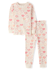 Girls Floral Heart Snug Fit Pointelle Pajamas - Gymmies