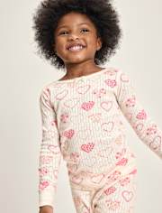 Girls Floral Heart Snug Fit Pointelle Pajamas - Gymmies