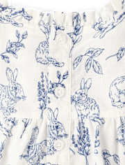 Girls Bunny Toile Poplin Ruffle Nightgown - Gymmies