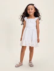 Girls Smocked Linen-Blend Ruffle Dress - Linen Edit