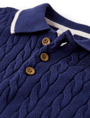 Boys Cable Knit Henley Sweater Polo - Enchanted Garden