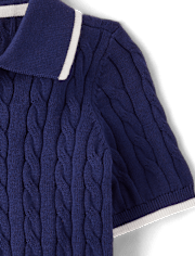 Boys Cable Knit Henley Sweater Polo - Enchanted Garden