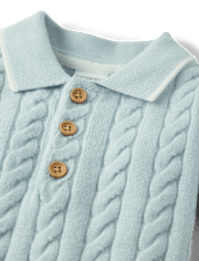 Baby Boys Cable Knit Sweater Polo Romper - Homegrown by Gymboree