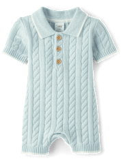 Baby Boys Cable Knit Sweater Polo Romper - Homegrown by Gymboree