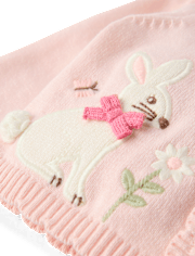 Baby Girls Applique Bunny Scalloped Cardigan - Enchanted Garden