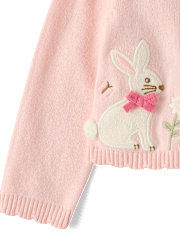 Gilet festonné à appliqués lapin pour bébé fille - Jardin enchanté