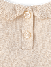 Ensemble 2 pièces pour bébé fille : pull brodé à fleurs au crochet