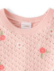 Ensemble 2 pièces pour bébé fille : pull brodé à fleurs en pointelle - Collection Homegrown de Gymboree