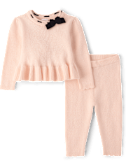 Baby Girls Bow Peplum Sweater 2-Piece Outfit Set - Homegrown by Gymboree
