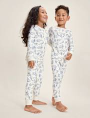 Kids Bunny Toile Snug Fit Cotton Henley Pajamas - Gymmies