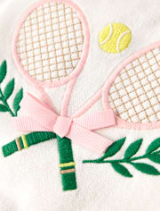 Girls Embroidered Tennis Racquet French Terry Sweatshirt - Club House