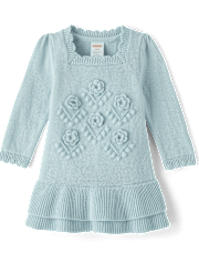 Baby Girls Crochet Floral Drop Waist Tiered Sweater Dress - Homegrown by Gymboree