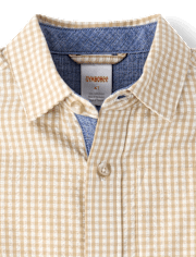 Chemise à carreaux vichy en seersucker pour garçon - Jardin enchanté