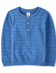Boys Striped Linen-Blend Henley Sweater