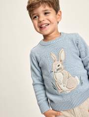 Pull brodé lapin pour garçon - Jardin enchanté