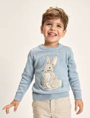 Pull brodé lapin pour garçon - Jardin enchanté