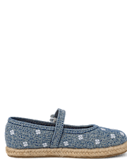 Girls Embroidered Floral Chambray Espadrilles - Driftwood Bay