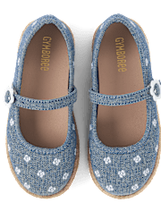 Girls Embroidered Floral Chambray Espadrilles - Driftwood Bay