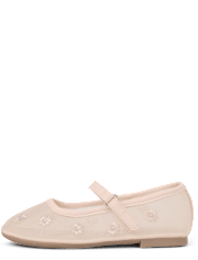 Girls Embroidered Floral Mesh Ballet Flats - Enchanted Garden