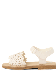 Girls Perforated Floral Sandals - Little Essentials