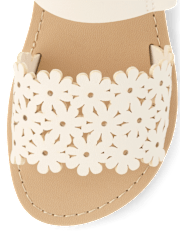 Girls Perforated Floral Sandals - Little Essentials